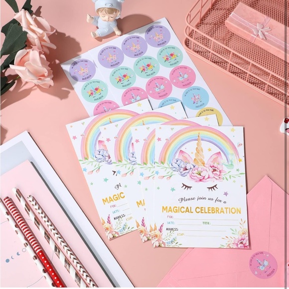 NIP Unicorn 🦄 Theme Birthday Party Invitations - Picture 6 of 6